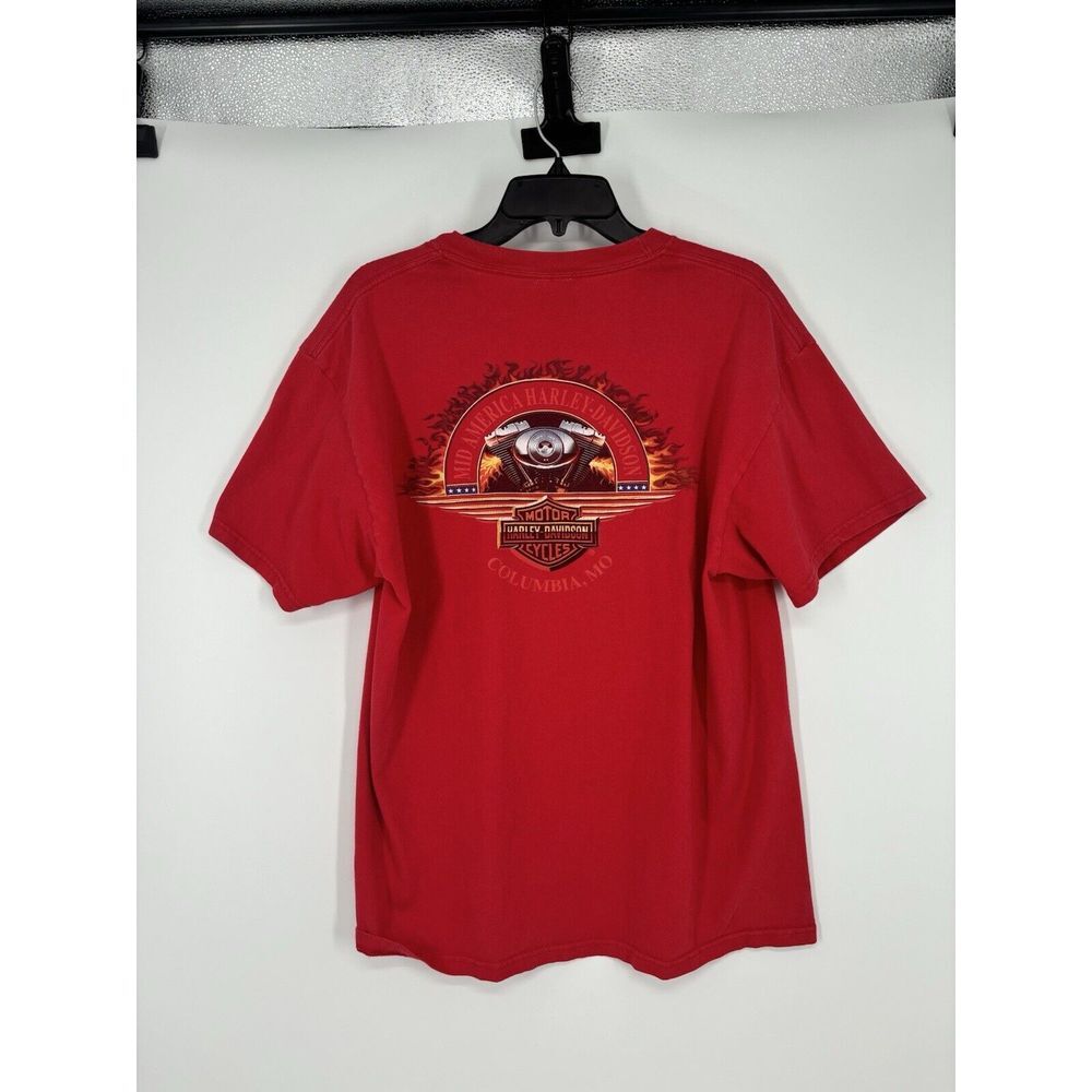 Vintage Y2K Harley Davidson Double Sided Graphic Biker Fire Flame Made In USA